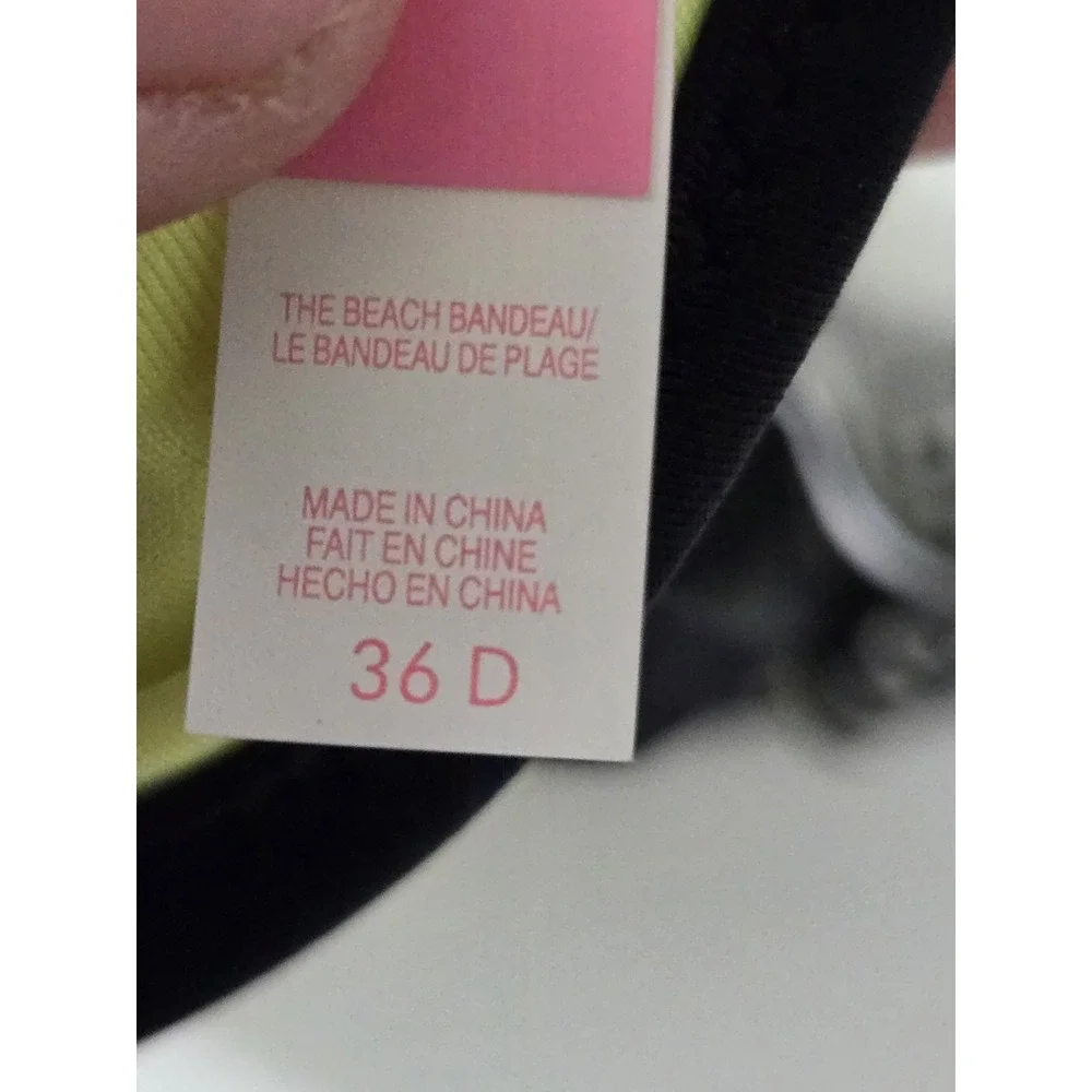 Victoria's Secret The Beach Bandeau Bikini Top Neon Yellow‎ Black 36D